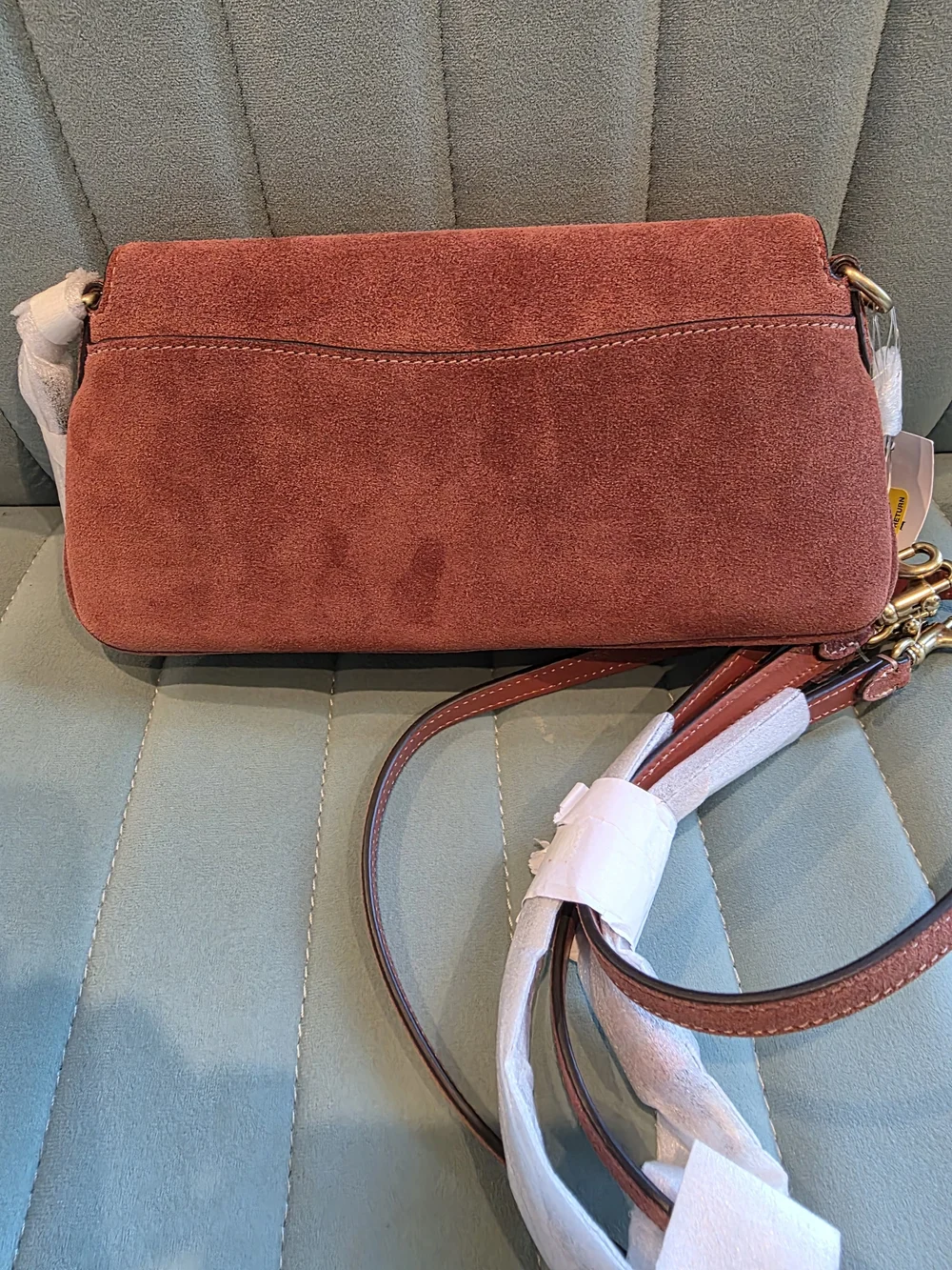 Coach Jet Clay Suede Crossbody with Gold 'C' Hardware